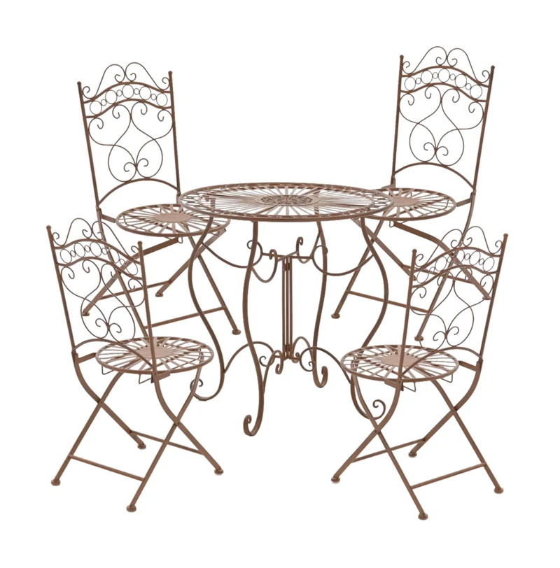 Lot de 2 chaises de jardin pliable balcon terrasse design rustique en métal marron vieilli 10_0002836