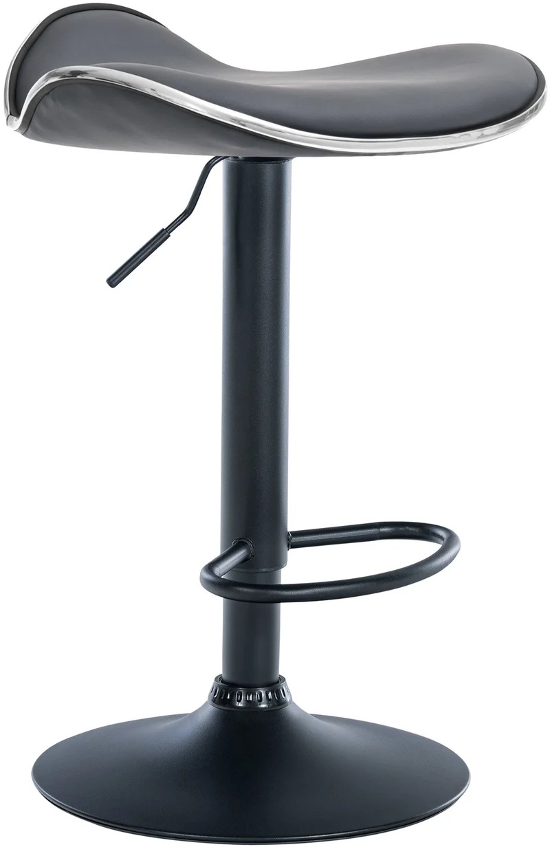 Tabouret de bar x1 assise ergonomique en PVC gris pied en trompette en métal noir 10_0005749