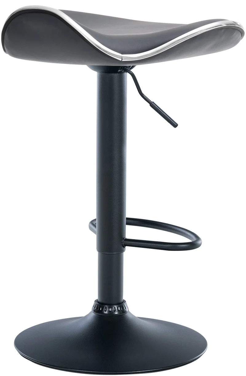 Tabouret de bar x1 assise ergonomique en PVC gris pied en trompette en métal noir 10_0005749