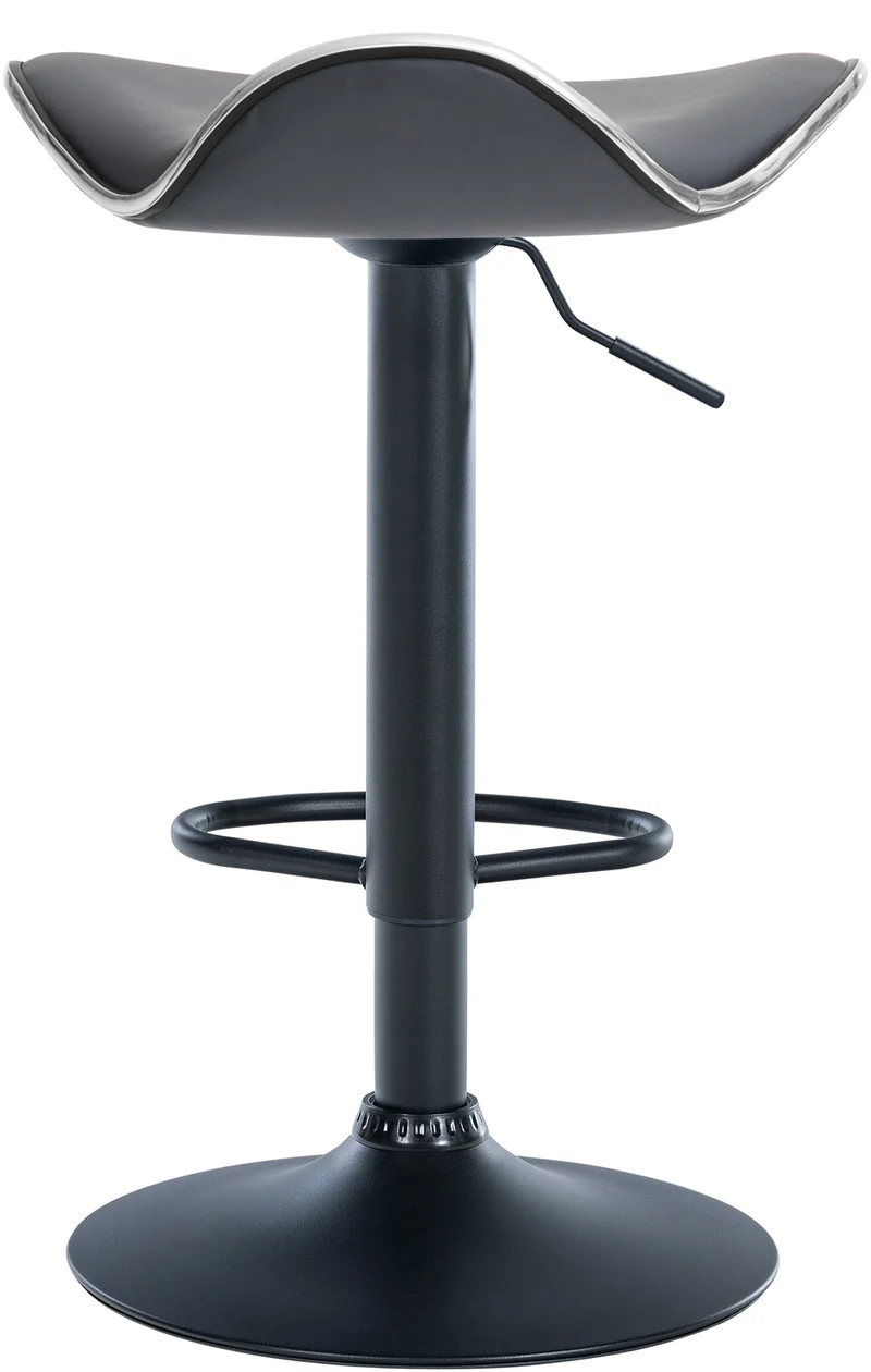 Tabouret de bar x1 assise ergonomique en PVC gris pied en trompette en métal noir 10_0005749