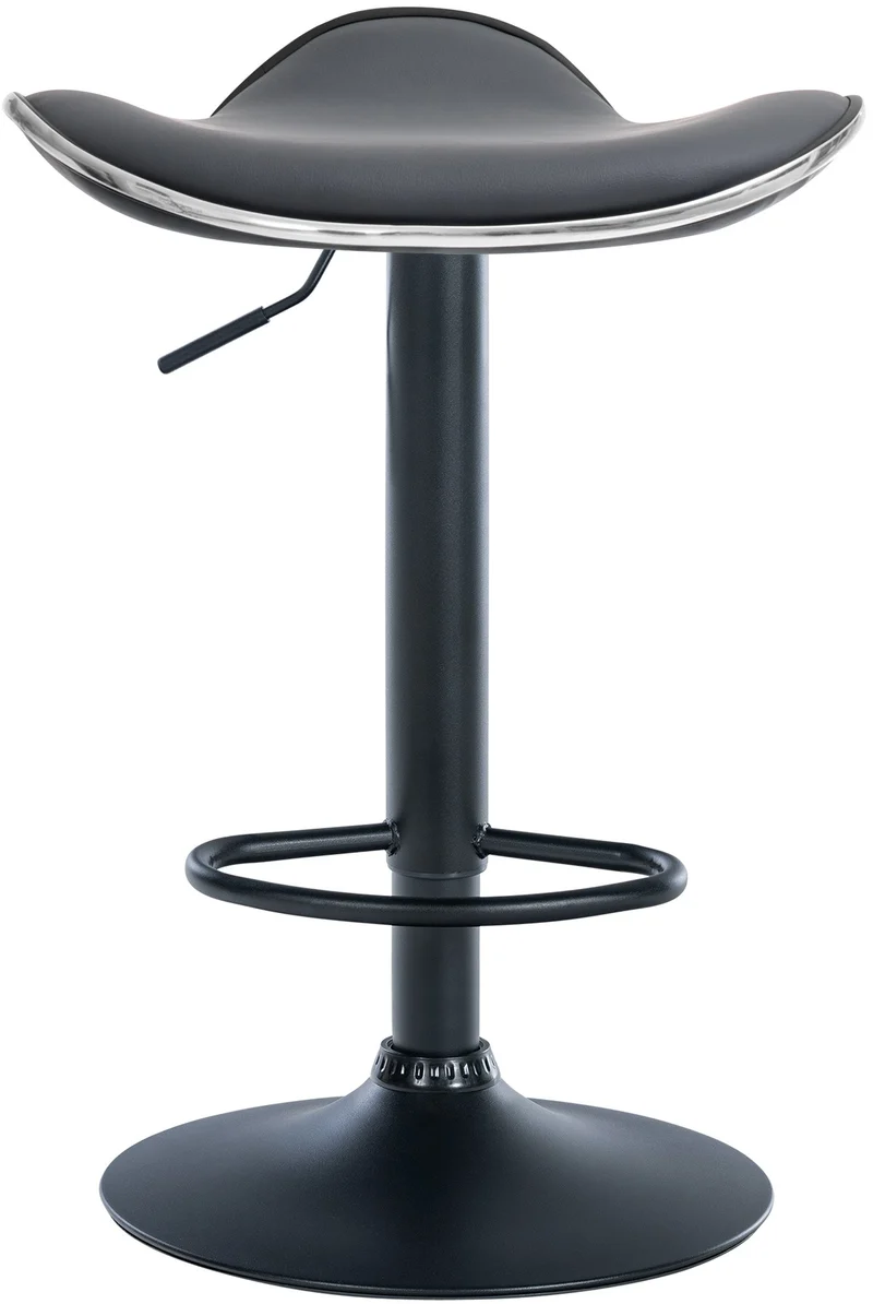 Tabouret de bar x1 assise ergonomique en PVC gris pied en trompette en métal noir 10_0005749