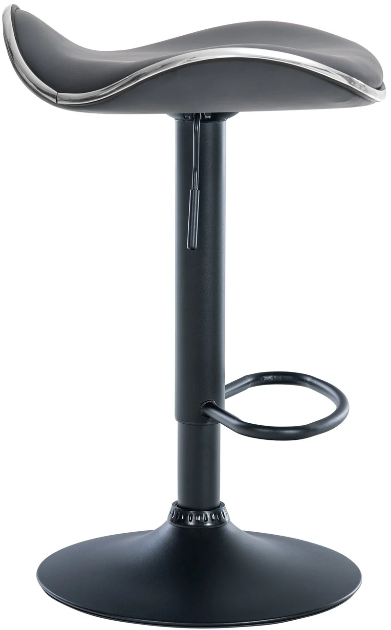 Tabouret de bar x1 assise ergonomique en PVC gris pied en trompette en métal noir 10_0005749
