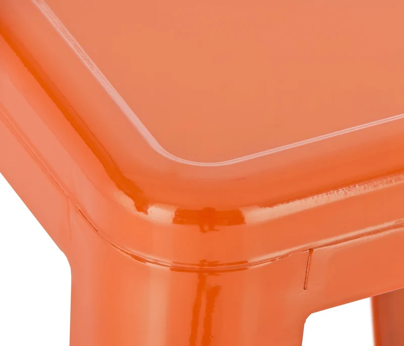 Tabouret de bar x1 hauteur 76 cm design industriel structure robuste à quatre pieds métal orange 10_0005667
