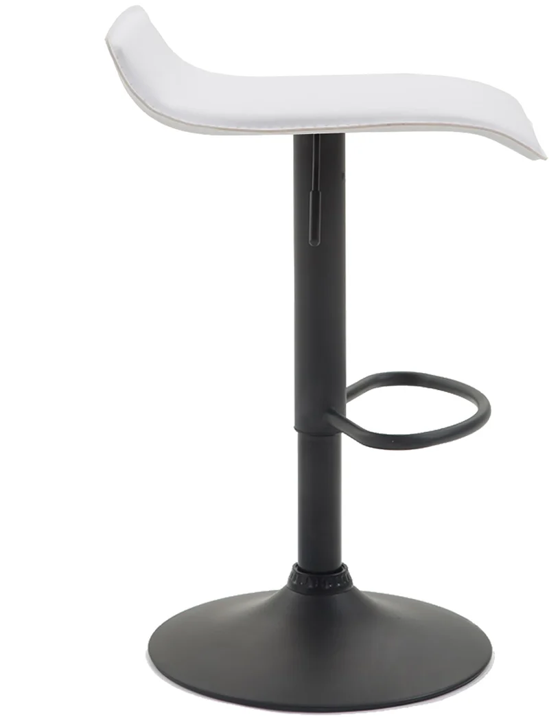 Tabouret de bar x1 design minimaliste hauteur réglable repose-pieds en PVC blanc et métal noir 10_0005613