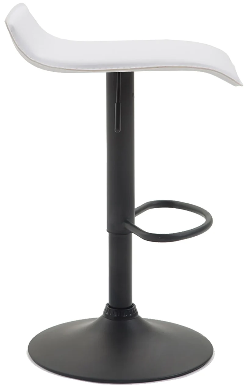 Lot de 2 tabourets de bar Tabouret de bar x1 design minimaliste hauteur réglable repose-pieds en PVC blanc et métal noir 10_0005562