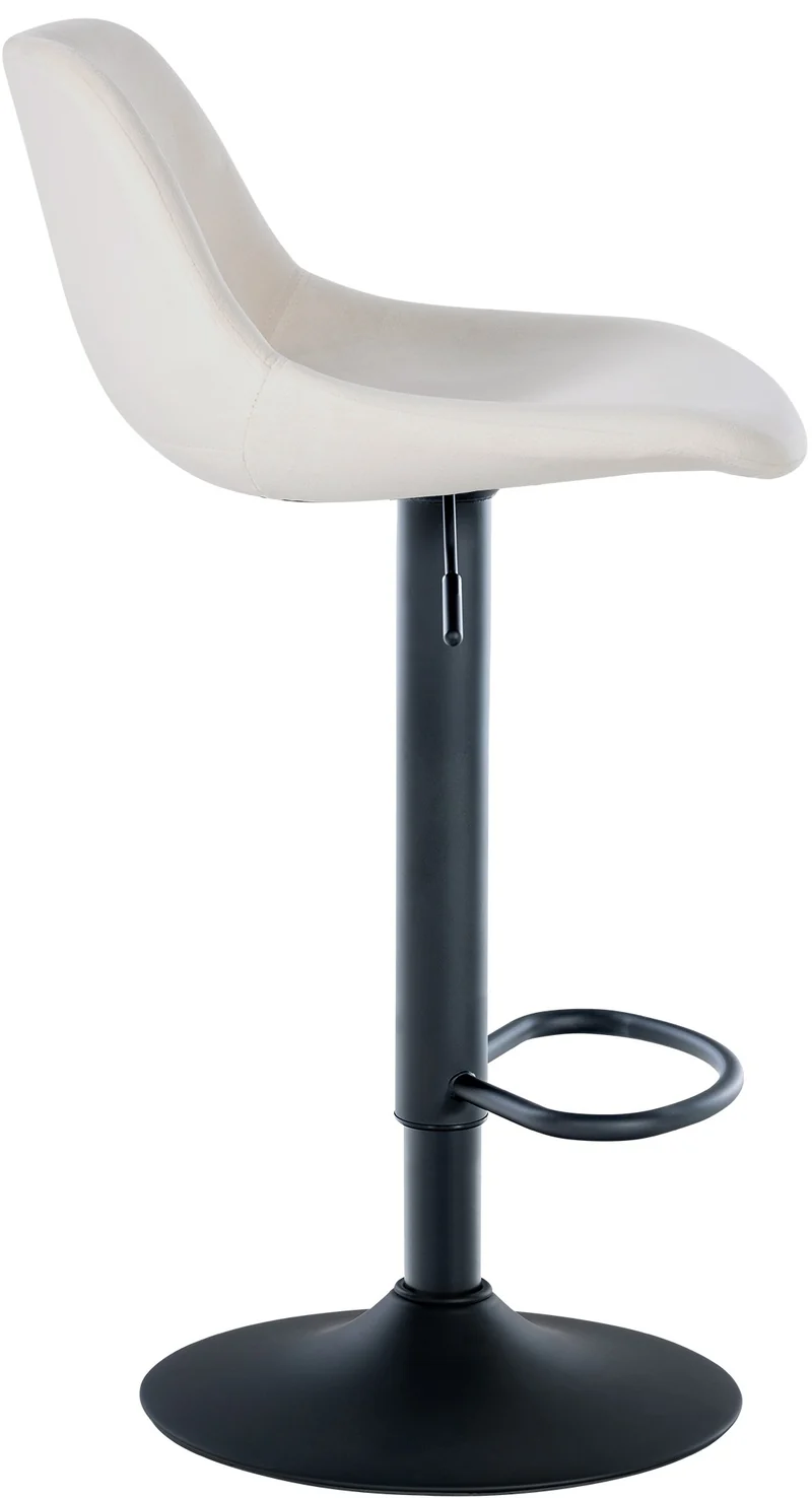 Tabouret de bar x1 rotation à 360°en velours crème pieds en trompette métal noir 10_0006522