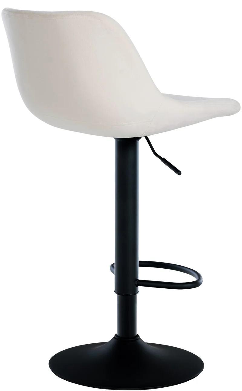Tabouret de bar x1 rotation à 360°en velours crème pieds en trompette métal noir 10_0006522