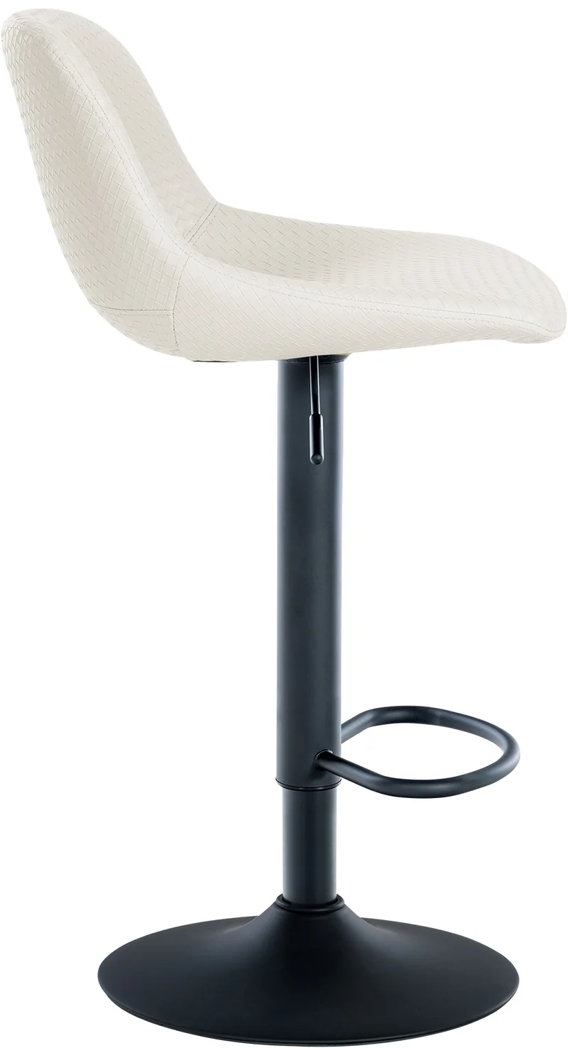Tabouret de bar x1 rotation à 360°en PVC crème pieds en trompette métal noir 10_0006382
