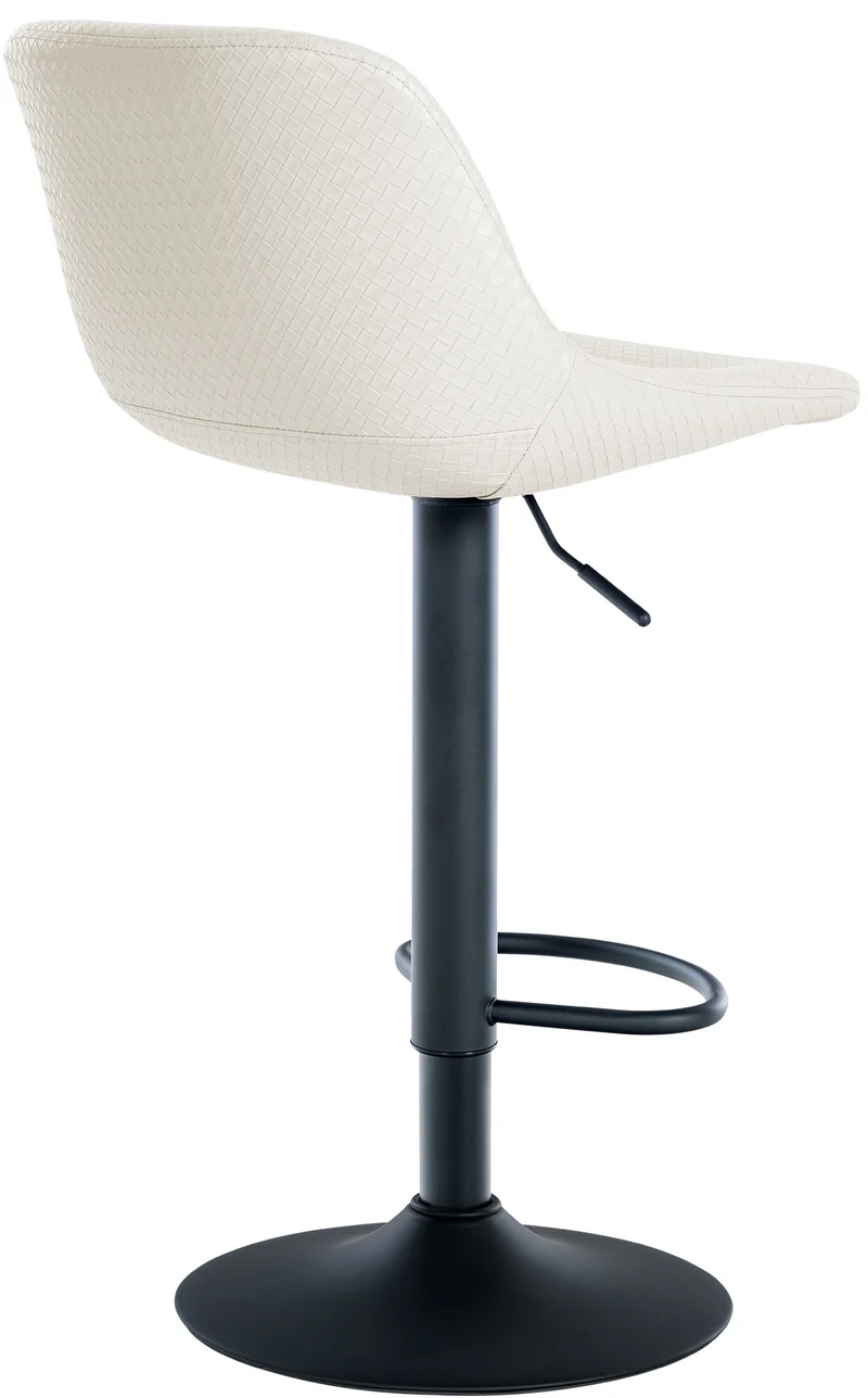 Tabouret de bar x1 rotation à 360°en PVC crème pieds en trompette métal noir 10_0006382