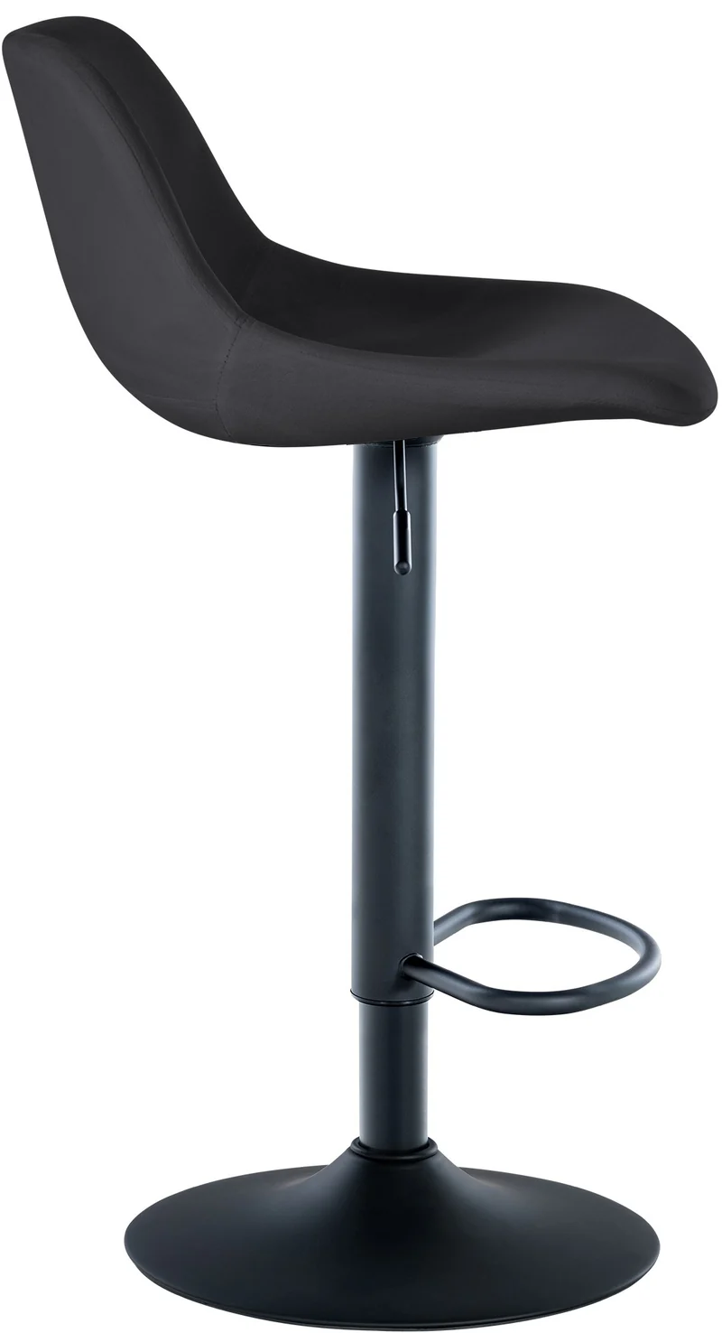Tabouret de bar x1 rotation à 360°en velours noir pieds en trompette métal noir 10_0006277