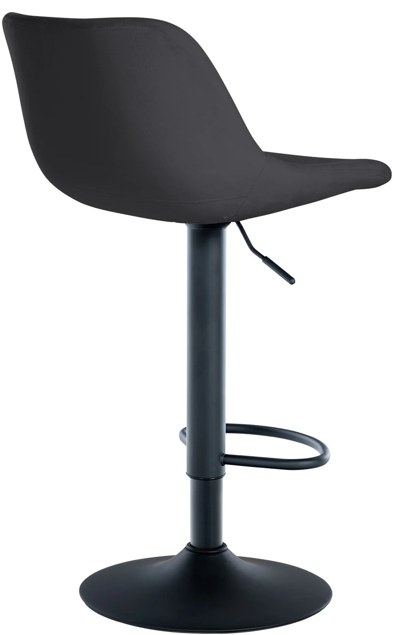 Tabouret de bar x1 rotation à 360°en velours noir pieds en trompette métal noir 10_0006277