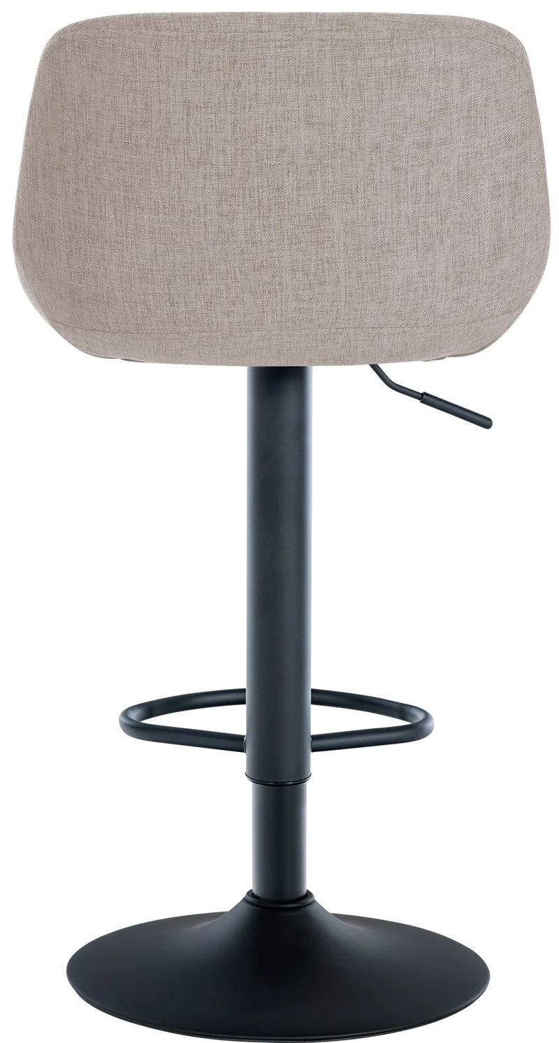 Tabouret de bar x1 rotation à 360°en tissu crème pieds en trompette métal noir 10_0005709
