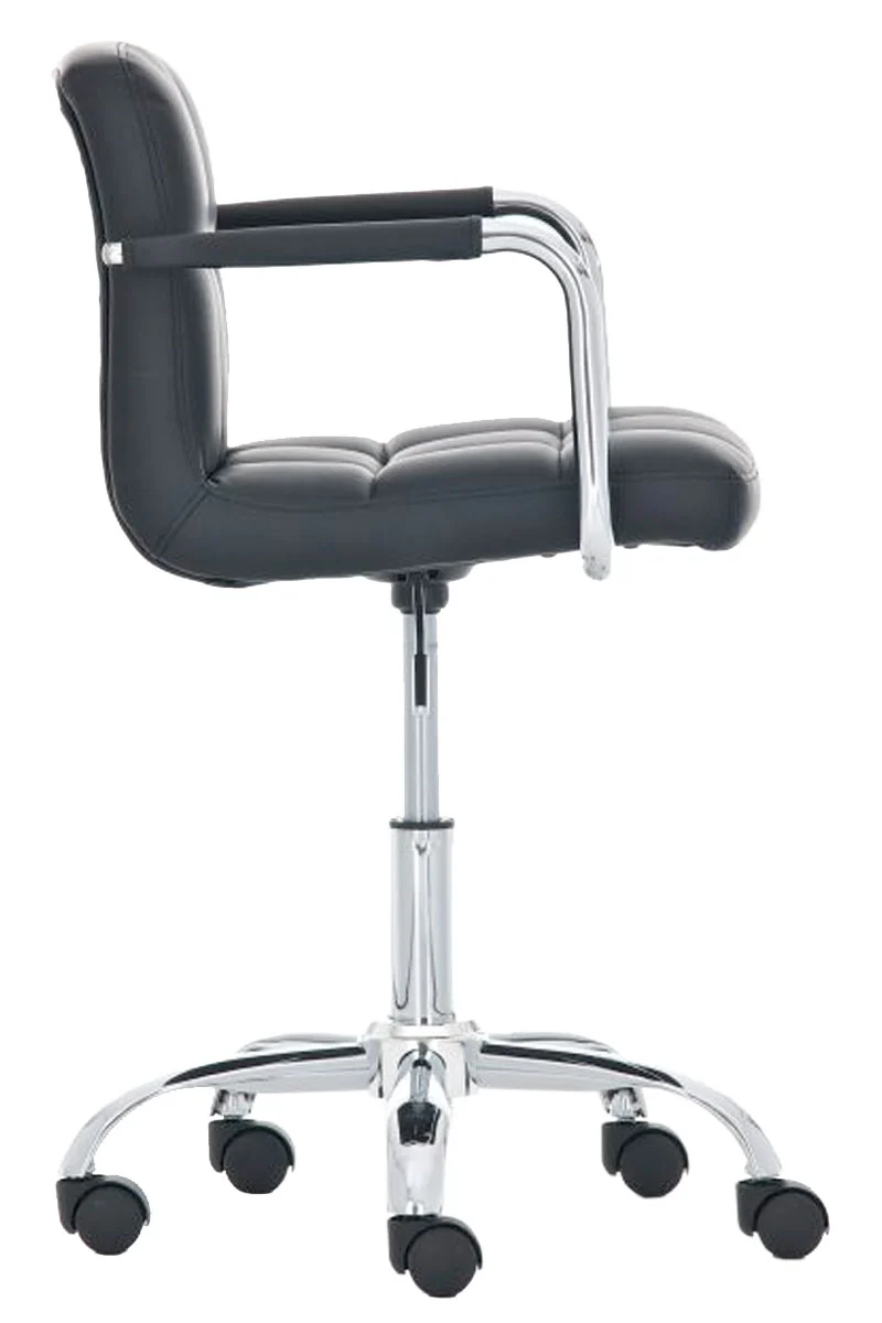Chaise de bureau sur roulettes hauteur réglable en PVC noir et métal chromé 10_0007118