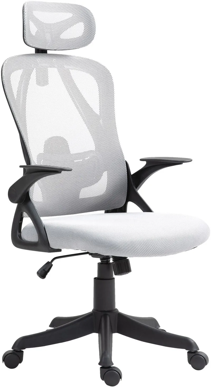 Fauteuil de bureau mécanisme de bascule soutien lombaire et appui-tête en tissu gris 10_0007106