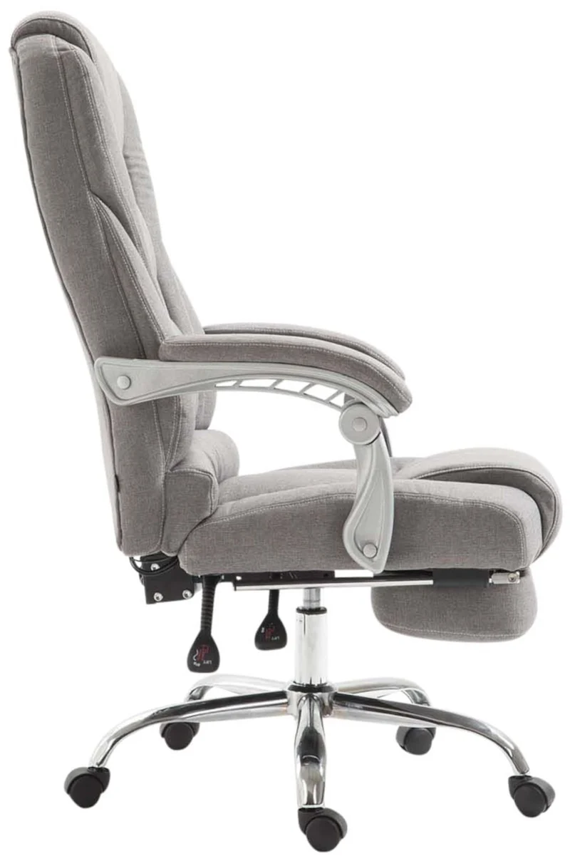 Fauteuil de bureau ergonomique avec repose-pieds extensible accoudoirs en tissu gris et métal 10_0007092