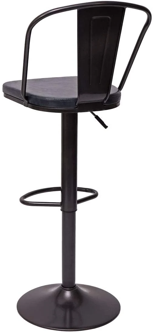 2x tabourets de bar en synthétique gris et métal noir style industrielle hauteur réglable TDB04054