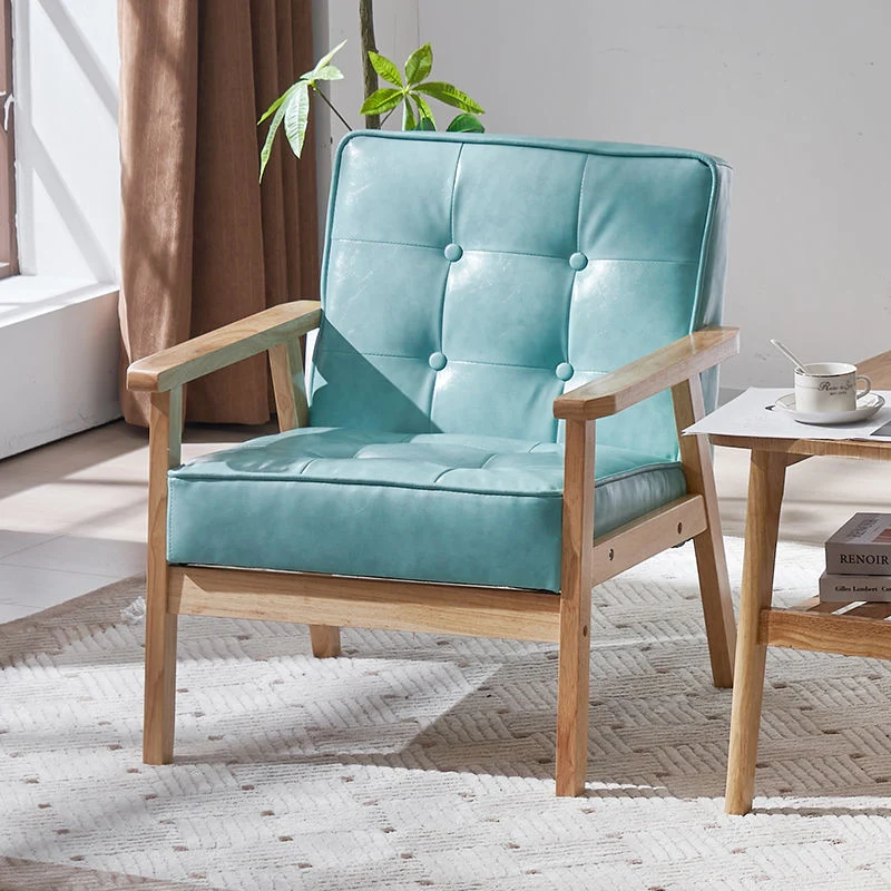 Contemporary Luxury Square Tufted PU Leather Upholstered Pine Accent Chair Backrest Armrest For Living Room
