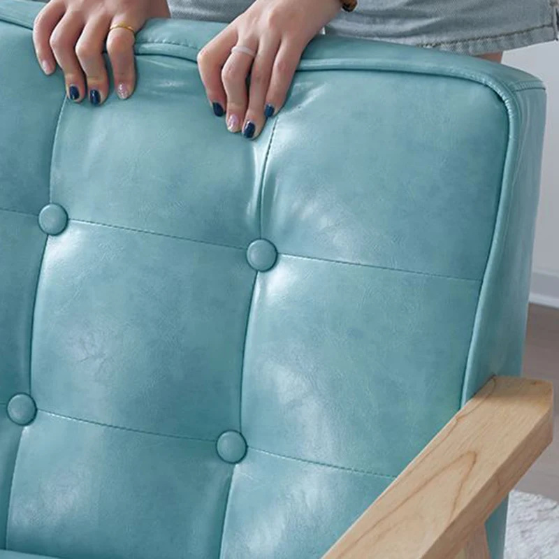Contemporary Luxury Square Tufted PU Leather Upholstered Pine Accent Chair Backrest Armrest For Living Room
