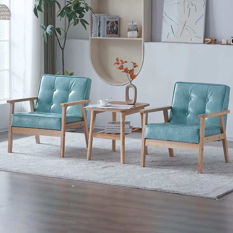 Contemporary Luxury Square Tufted PU Leather Upholstered Pine Accent Chair Backrest Armrest For Living Room