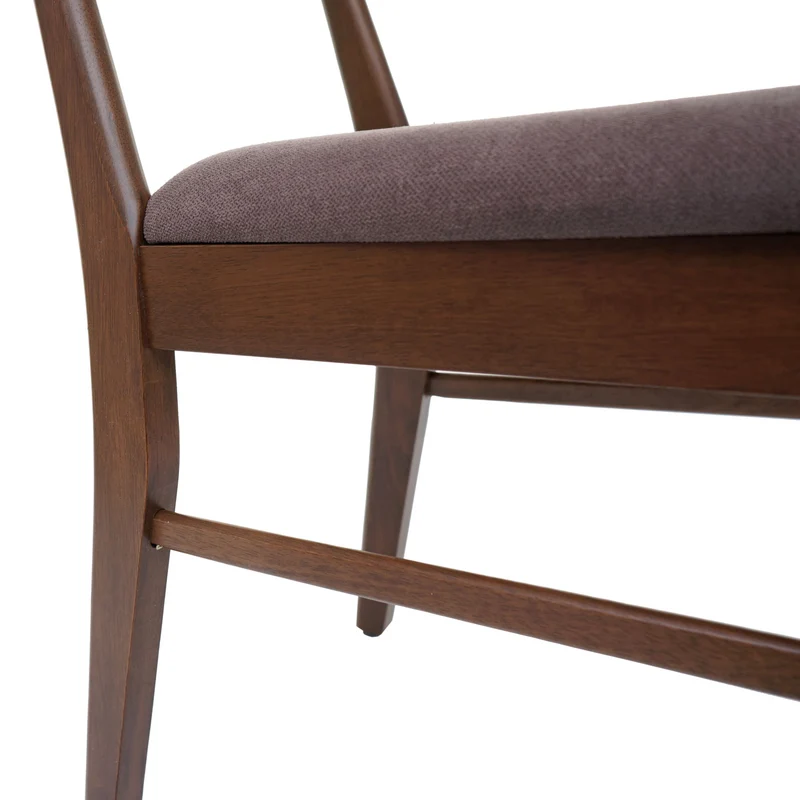 Lot de 6 chaises de salle à manger cuisine dossier haut en tissu couleur taupe structure en bois foncé 04_0007763