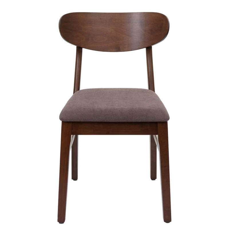 Lot de 6 chaises de salle à manger cuisine dossier haut en tissu couleur taupe structure en bois foncé 04_0007763