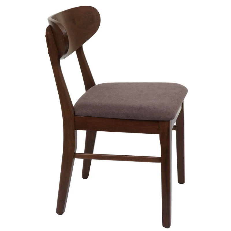 Lot de 6 chaises de salle à manger cuisine dossier haut en tissu couleur taupe structure en bois foncé 04_0007763