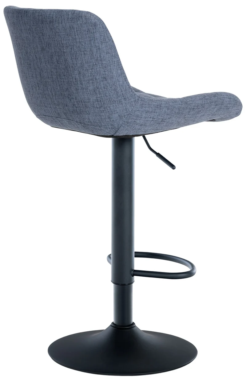 Lot de 2 tabourets de bar structure métallique noir assise en tissu bleu avec surpiqûres 10_0004446