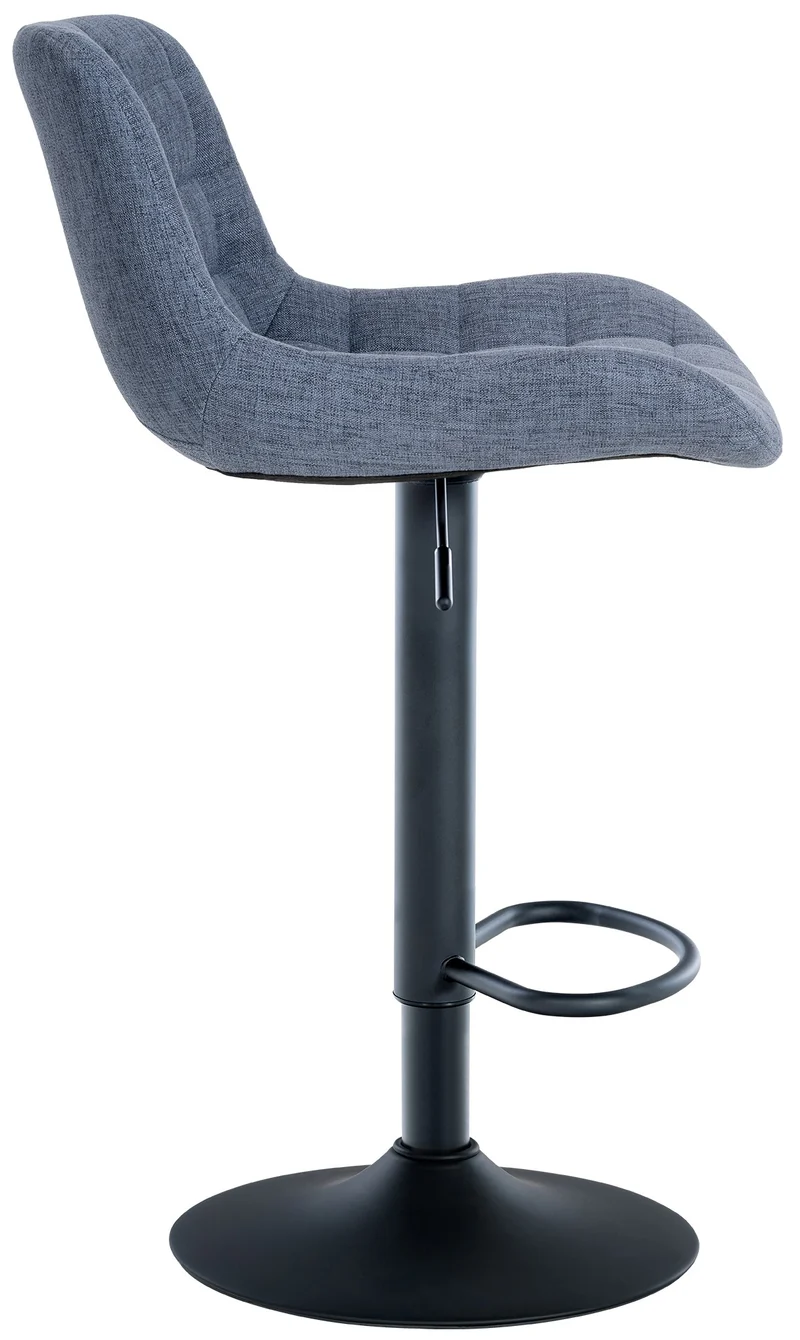Tabouret de bar x1 structure métallique noir assise en tissu bleu avec surpiqûres 10_0005449