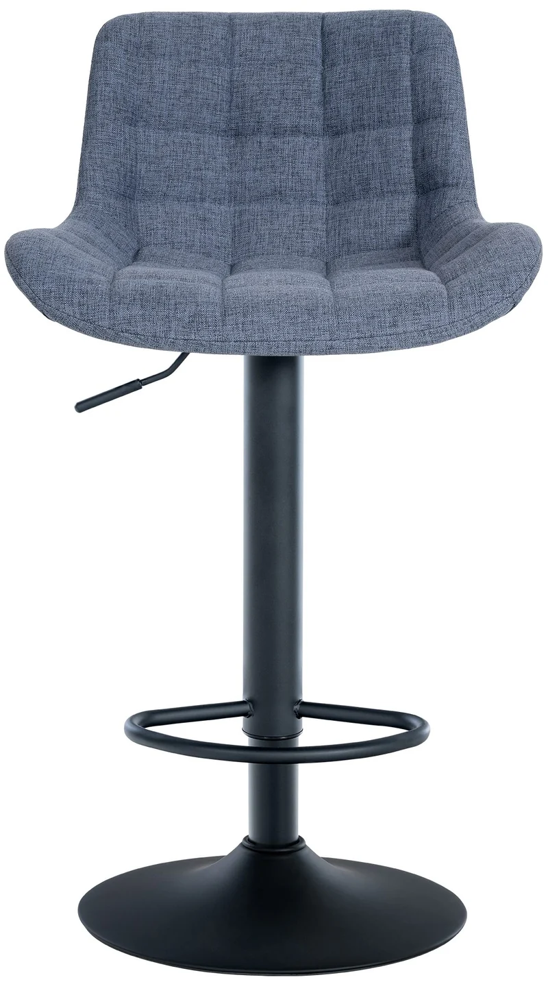 Tabouret de bar x1 structure métallique noir assise en tissu bleu avec surpiqûres 10_0005449