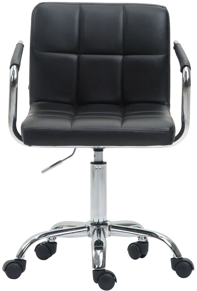 Chaise de bureau sur roulettes hauteur réglable en PVC noir et métal chromé 10_0002541