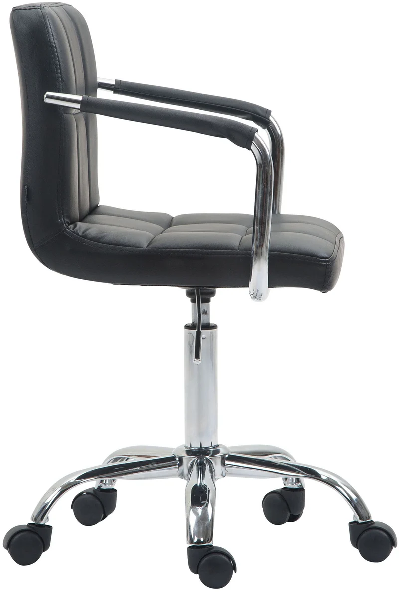 Chaise de bureau sur roulettes hauteur réglable en PVC noir et métal chromé 10_0002541