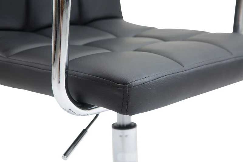Chaise de bureau sur roulettes hauteur réglable en PVC noir et métal chromé 10_0002541