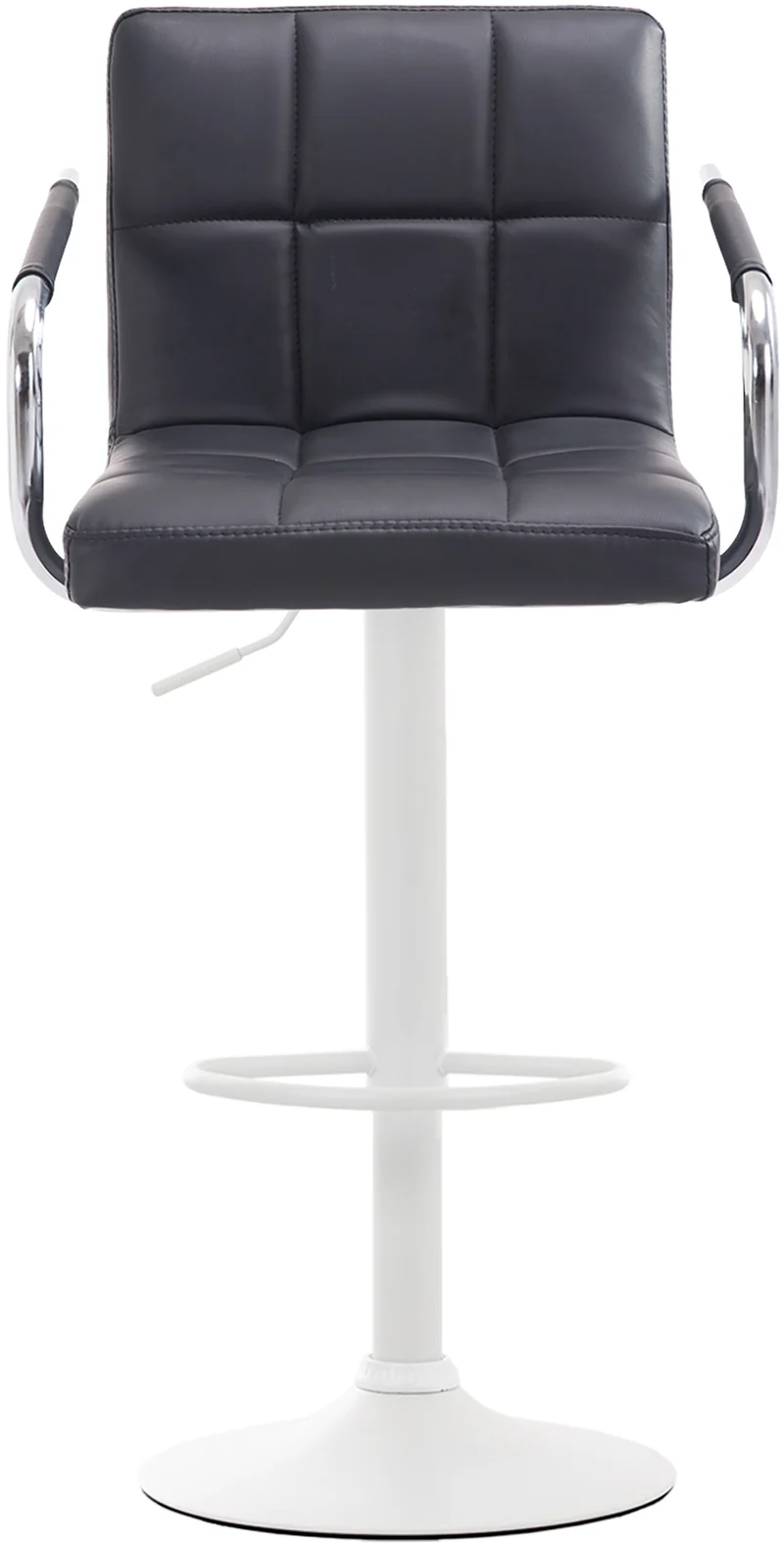 Tabouret de bar repose-pieds en synthétique noir pieds trompette en métal blanc mat TDB10528