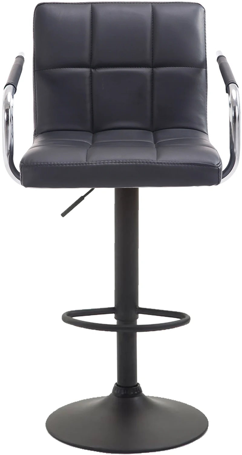 Tabouret de bar repose-pieds en synthétique noir pieds trompette en métal noir mat TDB10534