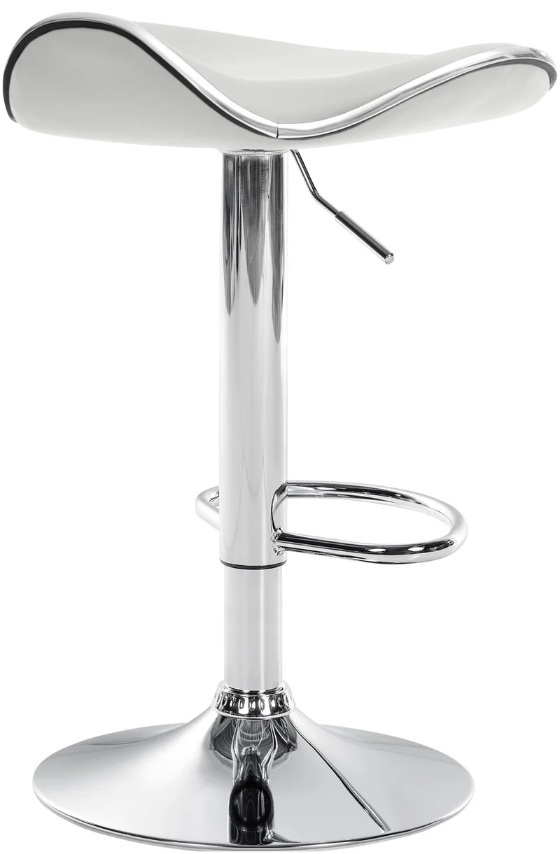 Tabouret de bar x1 assise ergonomique en PVC blanc pied en trompette en métal aspect chromé 10_0005377