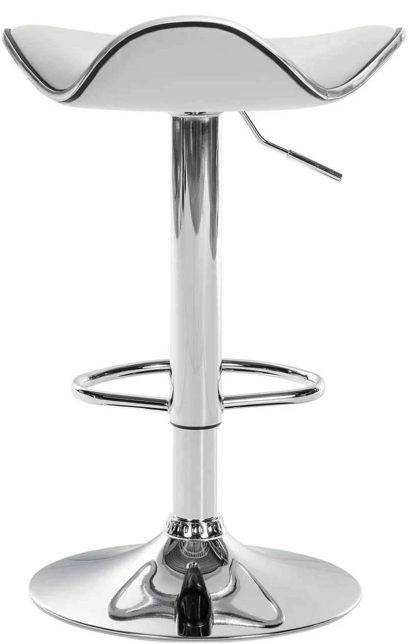 Tabouret de bar x1 assise ergonomique en PVC blanc pied en trompette en métal aspect chromé 10_0005377