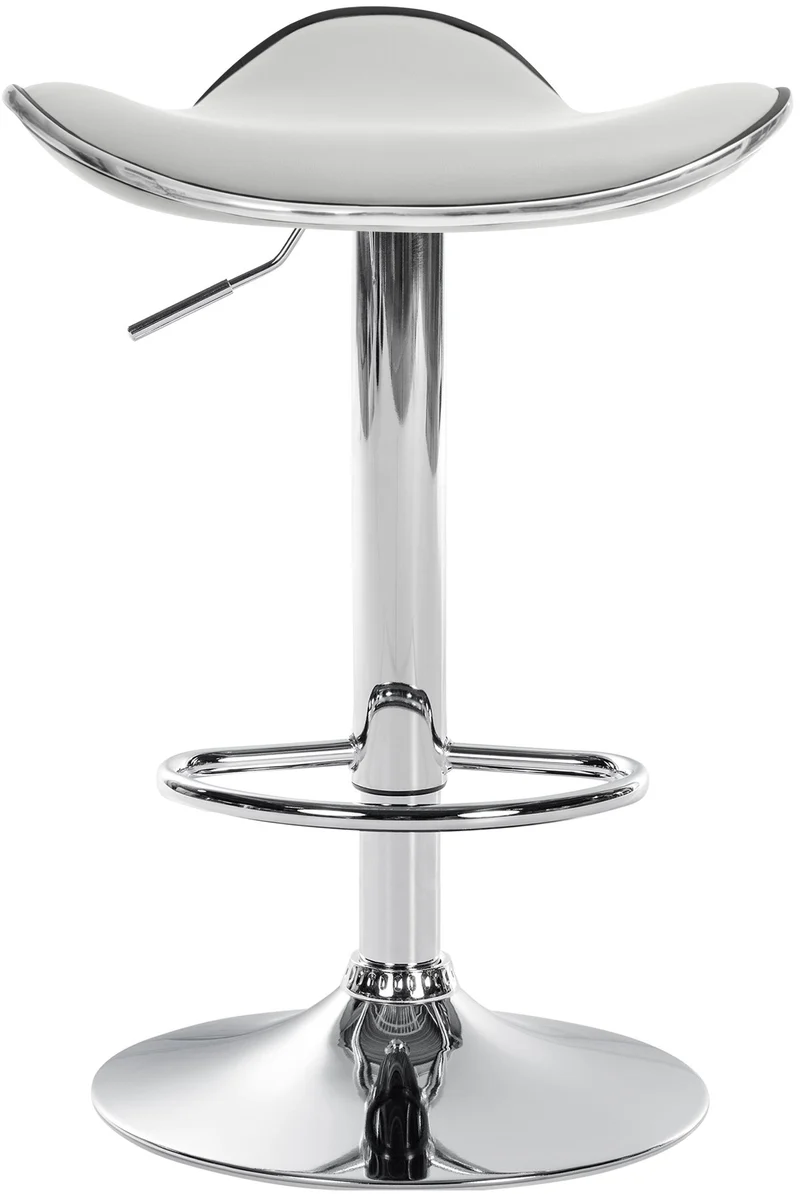 Tabouret de bar x1 assise ergonomique en PVC blanc pied en trompette en métal aspect chromé 10_0005377