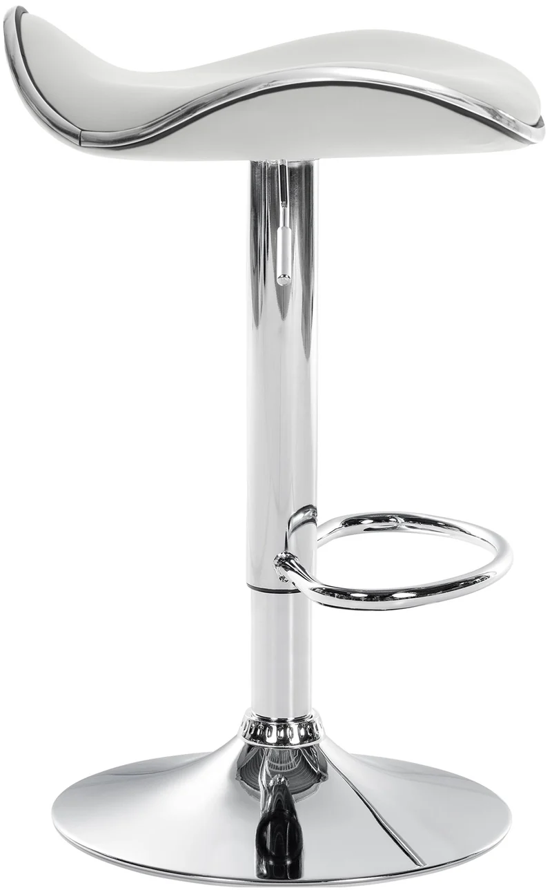 Tabouret de bar x1 assise ergonomique en PVC blanc pied en trompette en métal aspect chromé 10_0005377