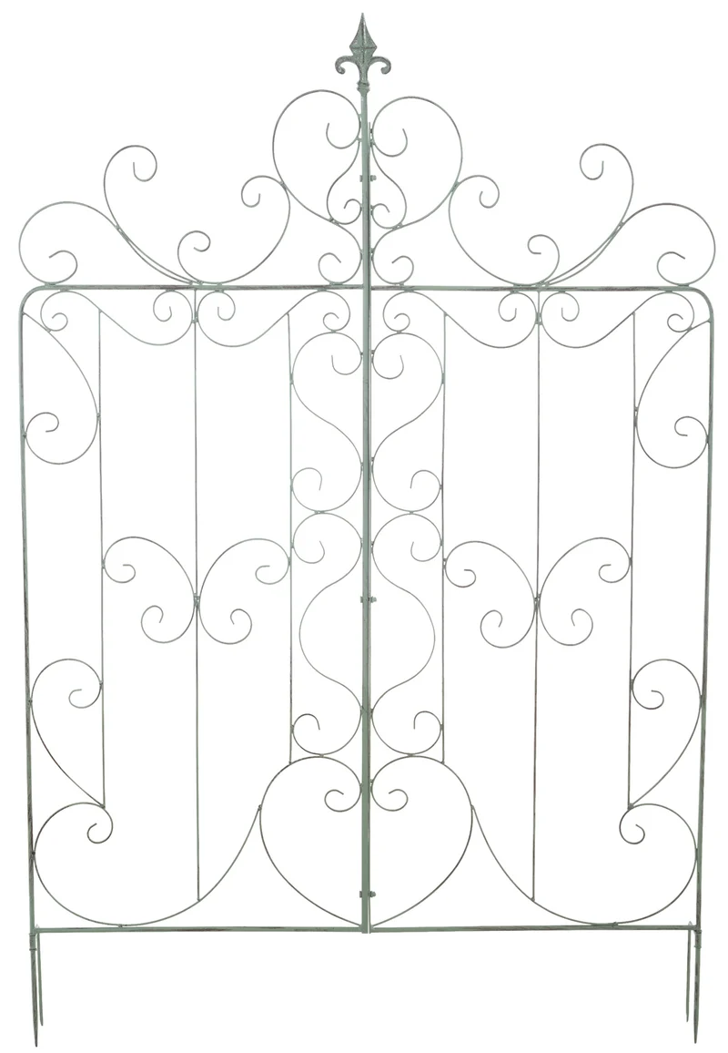 Treillis décoration de jardin rosier plantes grimpantes 133 cm en métal vert vieilli 10_0003891