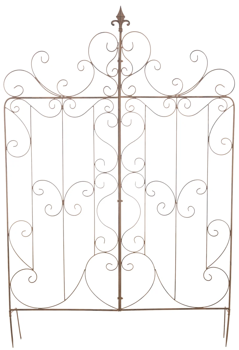 Treillis décoration de jardin rosier plantes grimpantes 133 cm en métal marron vieilli 10_0003888