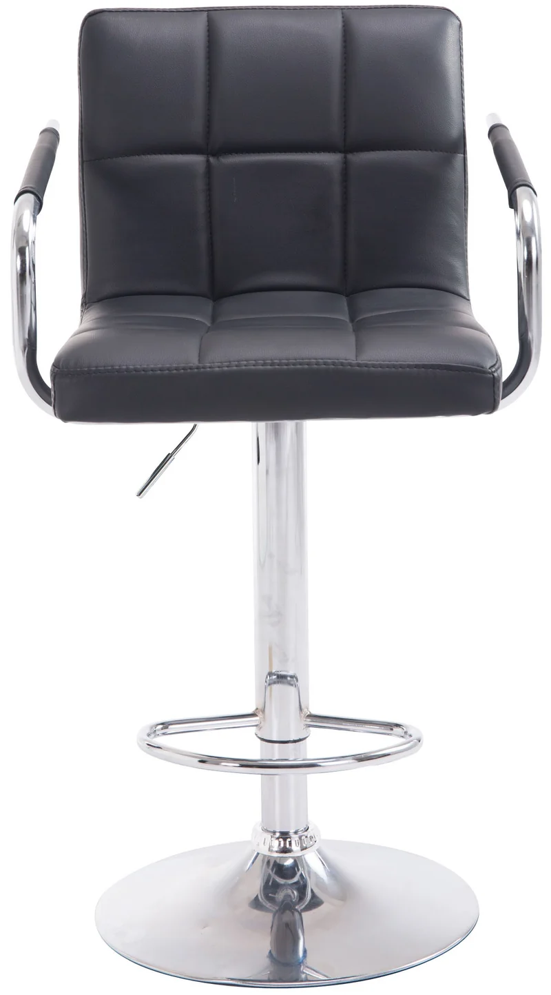 Tabouret de bar repose-pieds en synthétique noir pieds trompette en métal chromé TDB10518