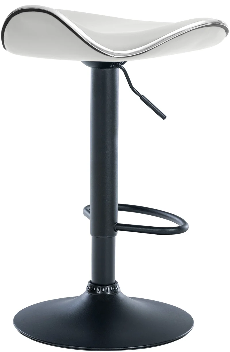 Tabouret de bar x1 assise ergonomique en PVC blanc pied en trompette en métal noir 10_0005384