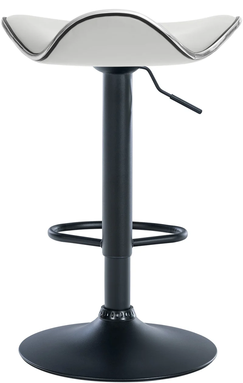 Tabouret de bar x1 assise ergonomique en PVC blanc pied en trompette en métal noir 10_0005384