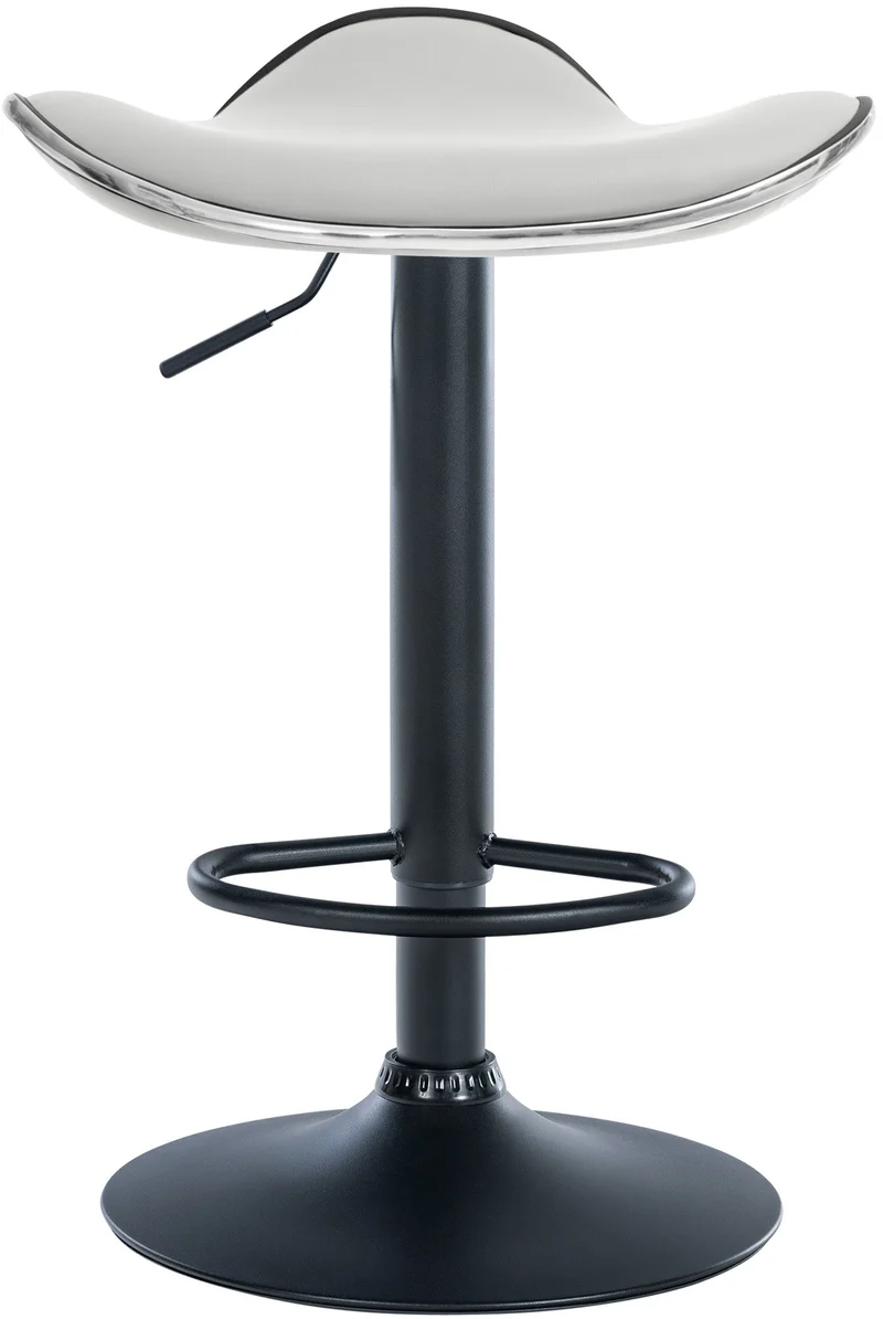 Tabouret de bar x1 assise ergonomique en PVC blanc pied en trompette en métal noir 10_0005384