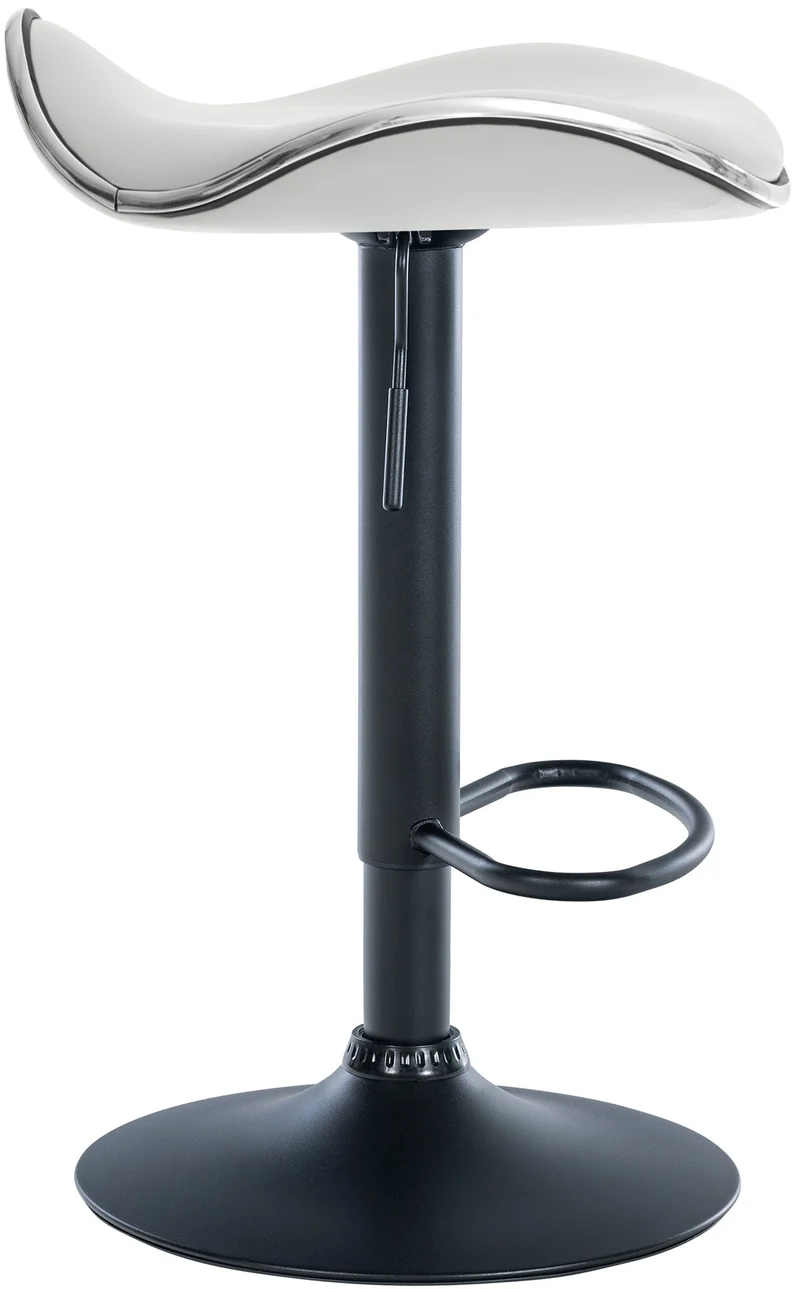 Tabouret de bar x1 assise ergonomique en PVC blanc pied en trompette en métal noir 10_0005384