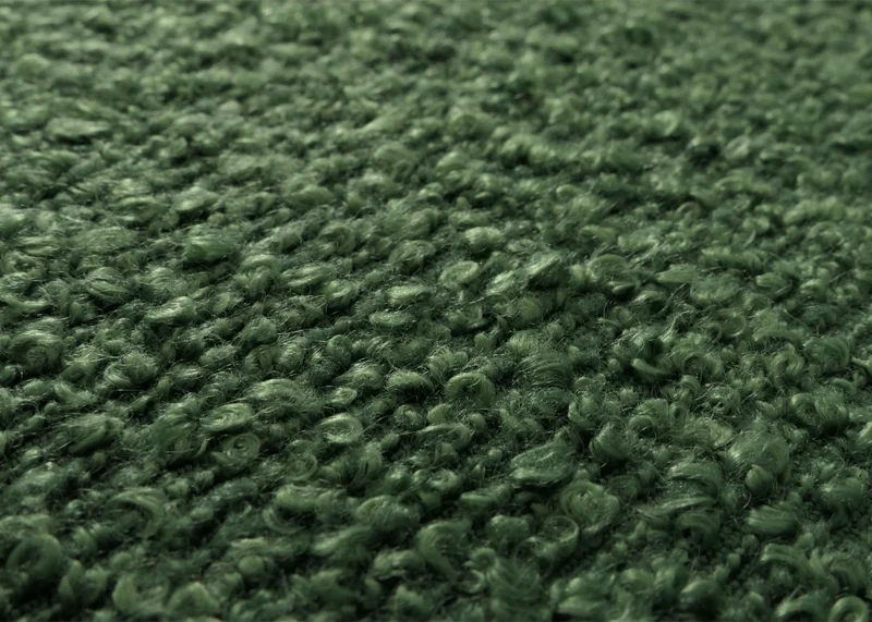 Banc de salle à manger banquette rembourrée avec dossier en tissu bouclé vert et acier inoxydable brossé 180 cm 04_0005855