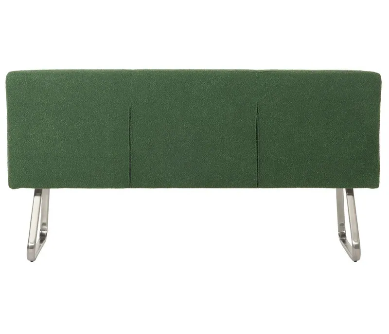 Banc de salle à manger banquette rembourrée avec dossier en tissu bouclé vert et acier inoxydable brossé 180 cm 04_0005855