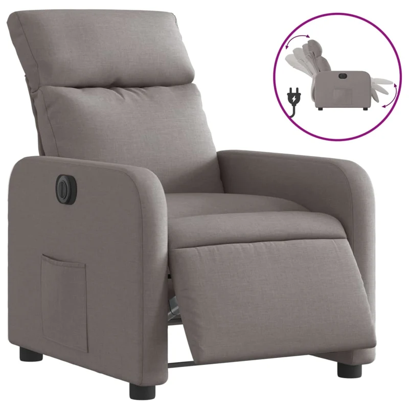 Fauteuil relax TV fonction d'inclinaison électrique très confortable en tissu taupe DEC028575