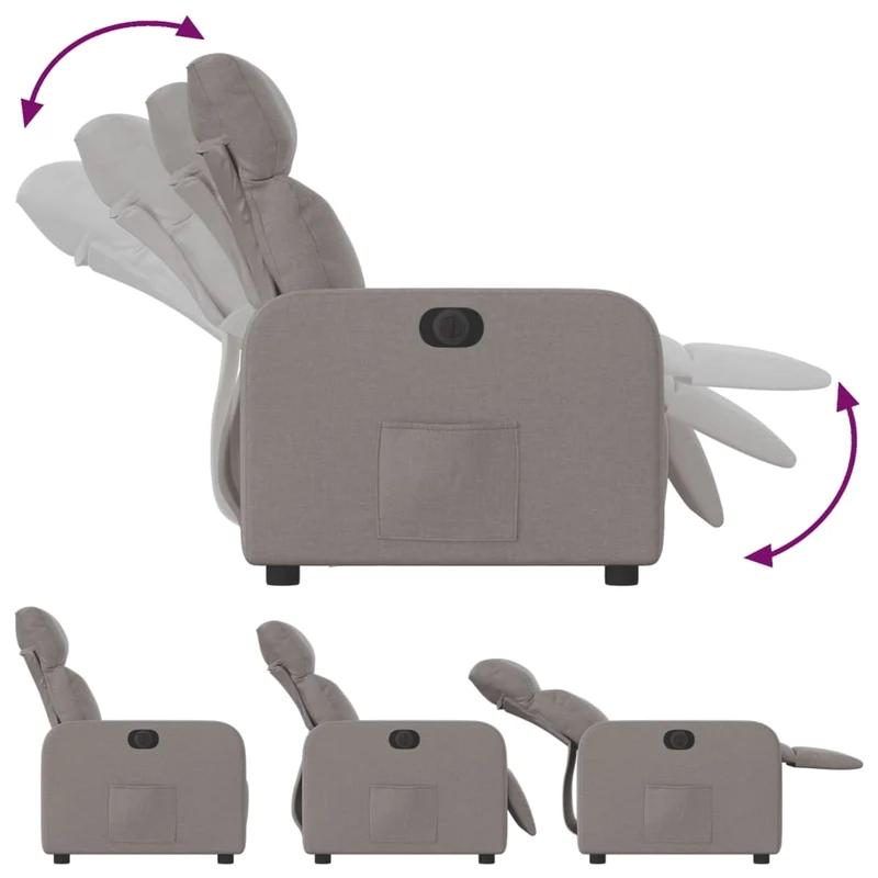 Fauteuil relax TV fonction d'inclinaison électrique très confortable en tissu taupe DEC028575