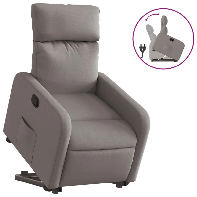 Fauteuil relax TV rembourrage confortable fonction de levage électrique en tissu taupe DEC028192